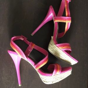 Anne Michelle: Hot Pink Stiletto Sandals. Size 7.5